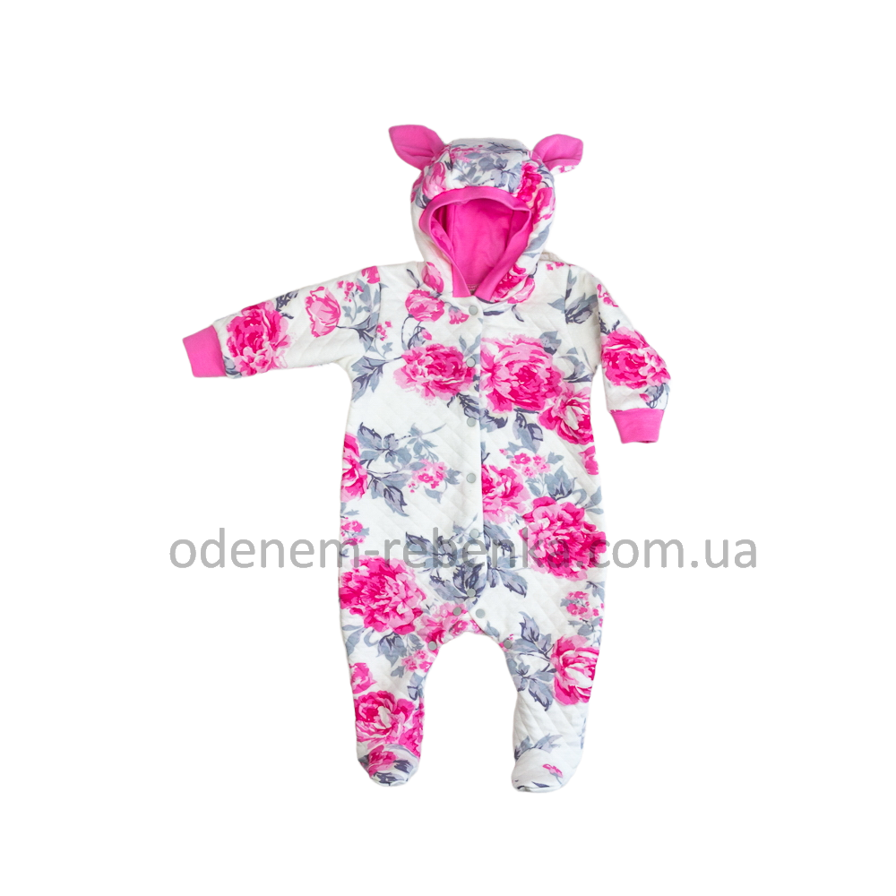 Комбінезон дитячий демісезонний "Піони", комбінезон для дівчаток утеплений, чоловічок для прогулянок, чоловічок для дівчинки