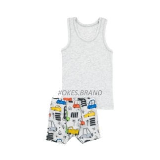 Комплект майка c боксерами с машинками, майка с трусами, білизна для хлопчика з машинками, майка з шортами, майка та боксери з машинками